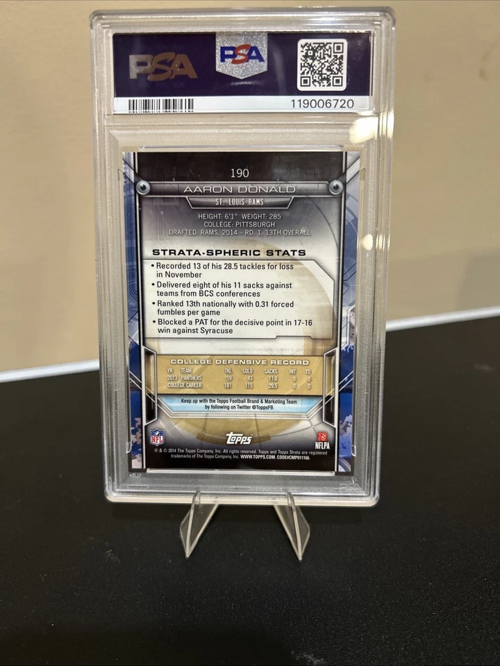 2014 Topps Strata #190 AARON DONALD RC Los Angeles Rams PSA 10 GEM MINT - Image 2 of 2