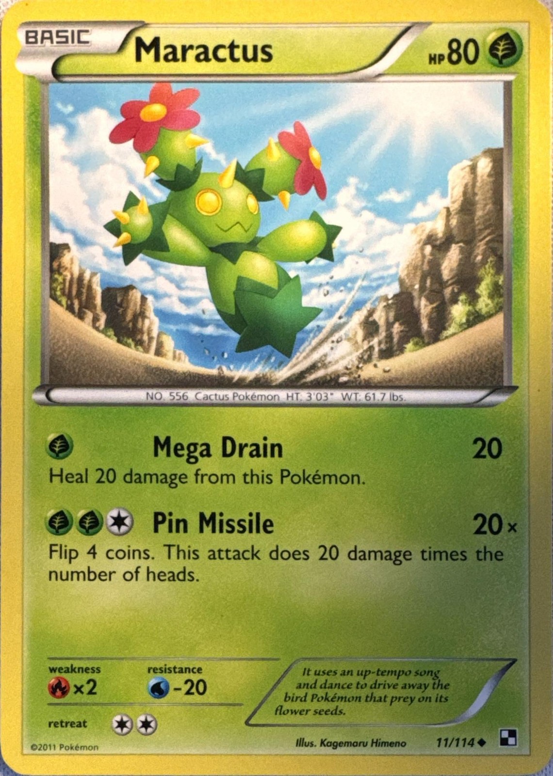 Maractus 11/114 Uncommon Black & White Pokemon Near Mint