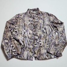 Chico s Women s Size 1 M/8-10 Abstract Animal Print Button Front Jacket Purple