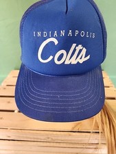 Vintage 80s Indianapolis Colts Script Rare Blue Trucker Foam Mesh Snapback Hat