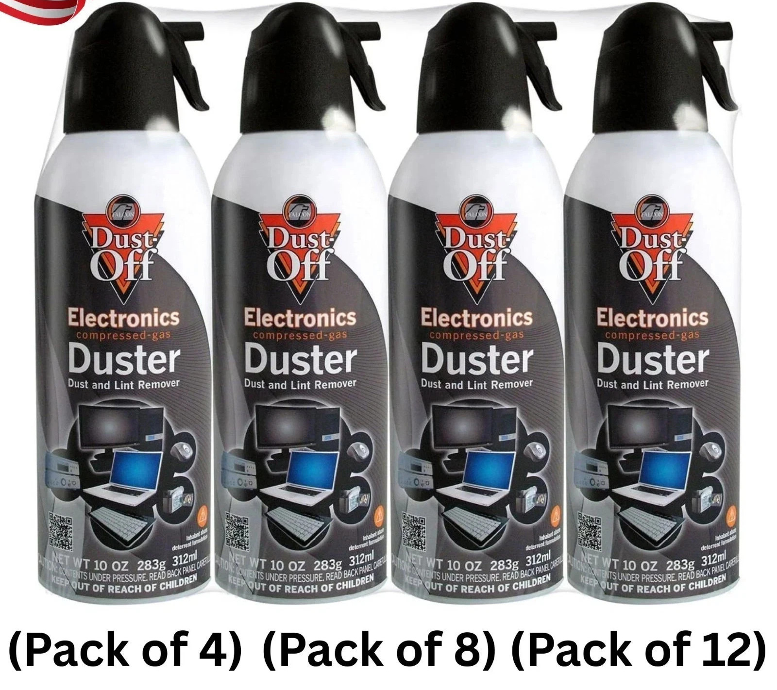 Falcon Dust-Off Electronics Compressed Gas Duster, 10 oz (Pack of 4, 8, 12)