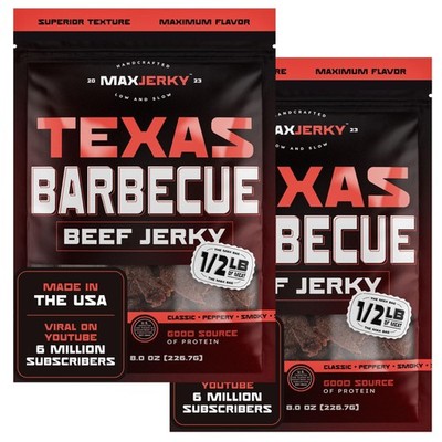 MaxJerky Texas Barbecue Beef Jerky, Smoked Pepper Flavored Jerky, 88 Grams of...