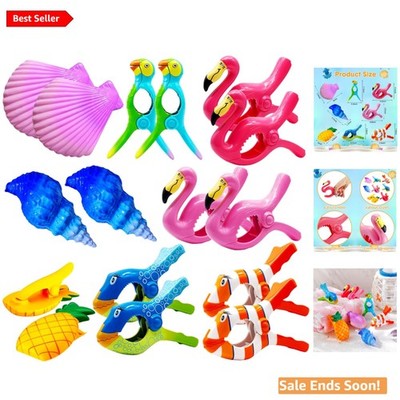 16 Pieces Bright Style Plastic Beach Towel Clips for Chairs and Pool Showers