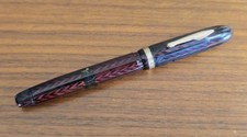 Vintage Conklin Nozac Red Herringbone Fountain Pen, 14k Nib, Unrestored