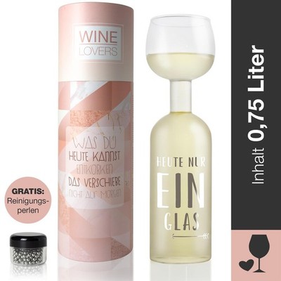 Wine Lovers Weinflasche Glas ''Heute nur ein Glas'' - Weinglas Flasche XXL