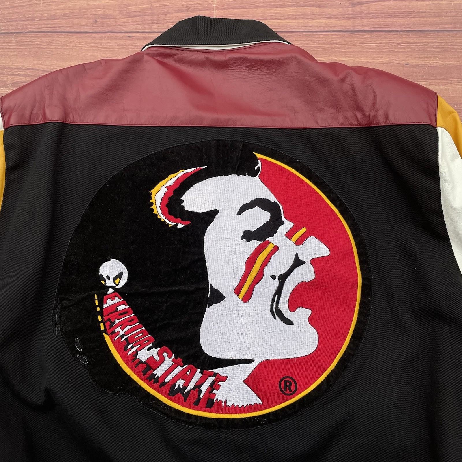 Vintage 90s Jeff Hamilton Florida State Seminoles NCAA Leather Jacket Mens Small