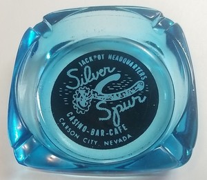 Vintage 4.8 oz Silver Spur Casino Rare Blue 3.25" Ashtray, Carson City, Nevada