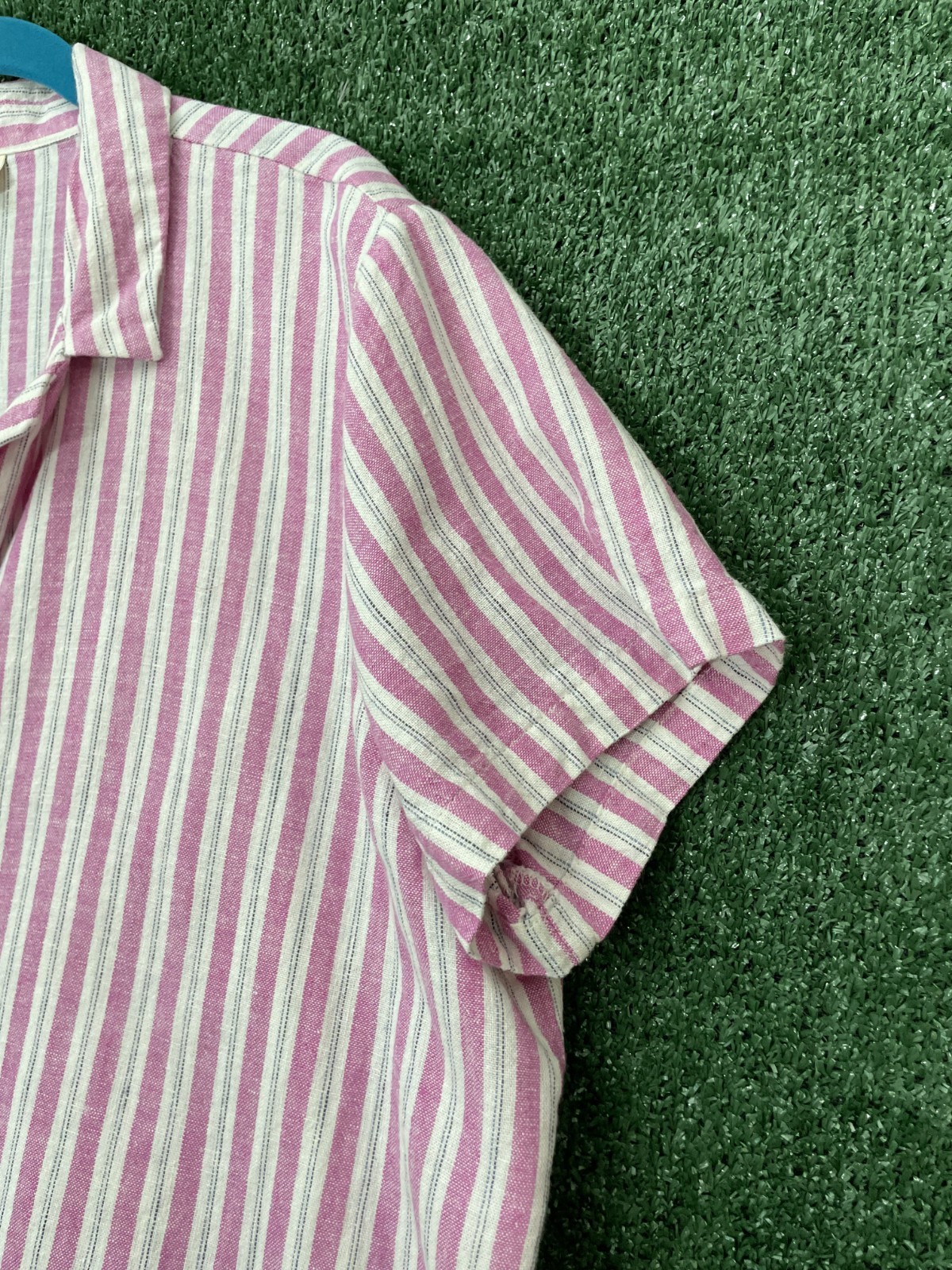 Universal Thread Shirt Button Cropped Striped Whi… - image 4