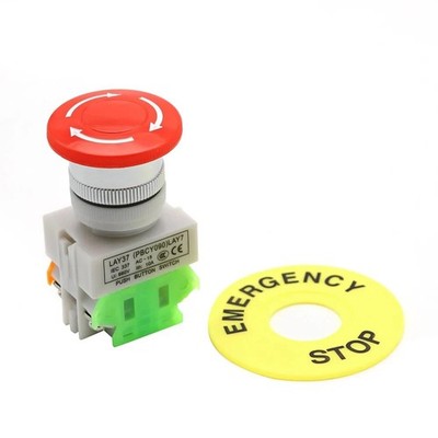 Push Button Switch 4pcs Red Mushroom DPST 1NO/1NC 22mm 660V 10A Emergency Stop ๑
