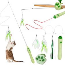 3-in-1 Retractable Cat Wand Toy for Indoor Cats Interactive Cat