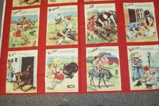 Farm Play animals names words retro blocks Blue Hill fabric Panel