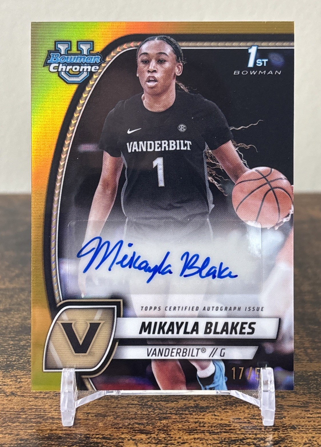 2024 Bowman University Chrome Prospect Gold #55 Mikayla Blakes 1st Auto 17/50 HD