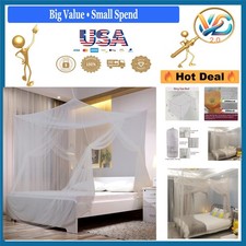 No-See-Um Mesh Mosquito Net Square King Bed Grey 85x80 Inches