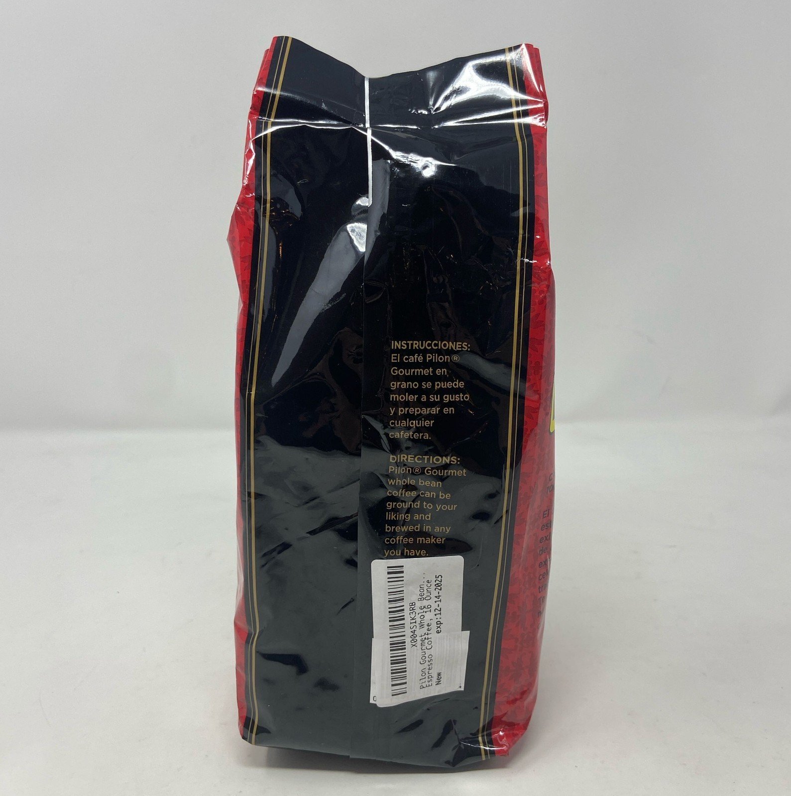 Pilon Gourmet Whole Bean Restaurant Blend Espresso Coffee, Red/Black Bag, 16 oz