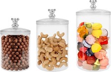 3 Pack Clear Candy Jar, 3 Sizes Plastic Cookie Jars with Airtight Lid, Wide