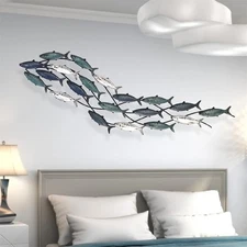 rcqeuiol Metal Fish Wall Art Decor Large Coastal Nautical Beach fish Wall Art...
