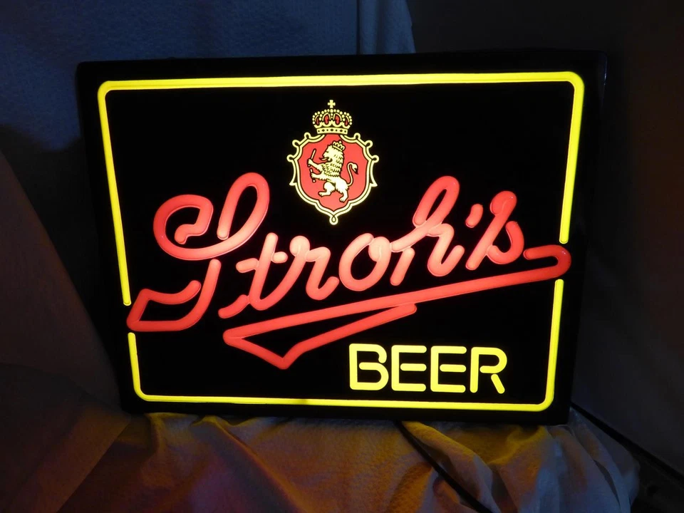 VINTAGE STROH'S BEER NEO-NEON LIGHT UP SIGN NEW - Image 4 of 4