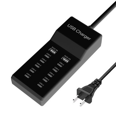 Multiple USB C Charger, 12 Ports Charging 12Ports-60W(Black), Black 