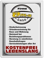 Blechschild 40X30 Cm Firma Oma Gmbh Kostenfrei Spruch Zitat Deko Geschenk Metall