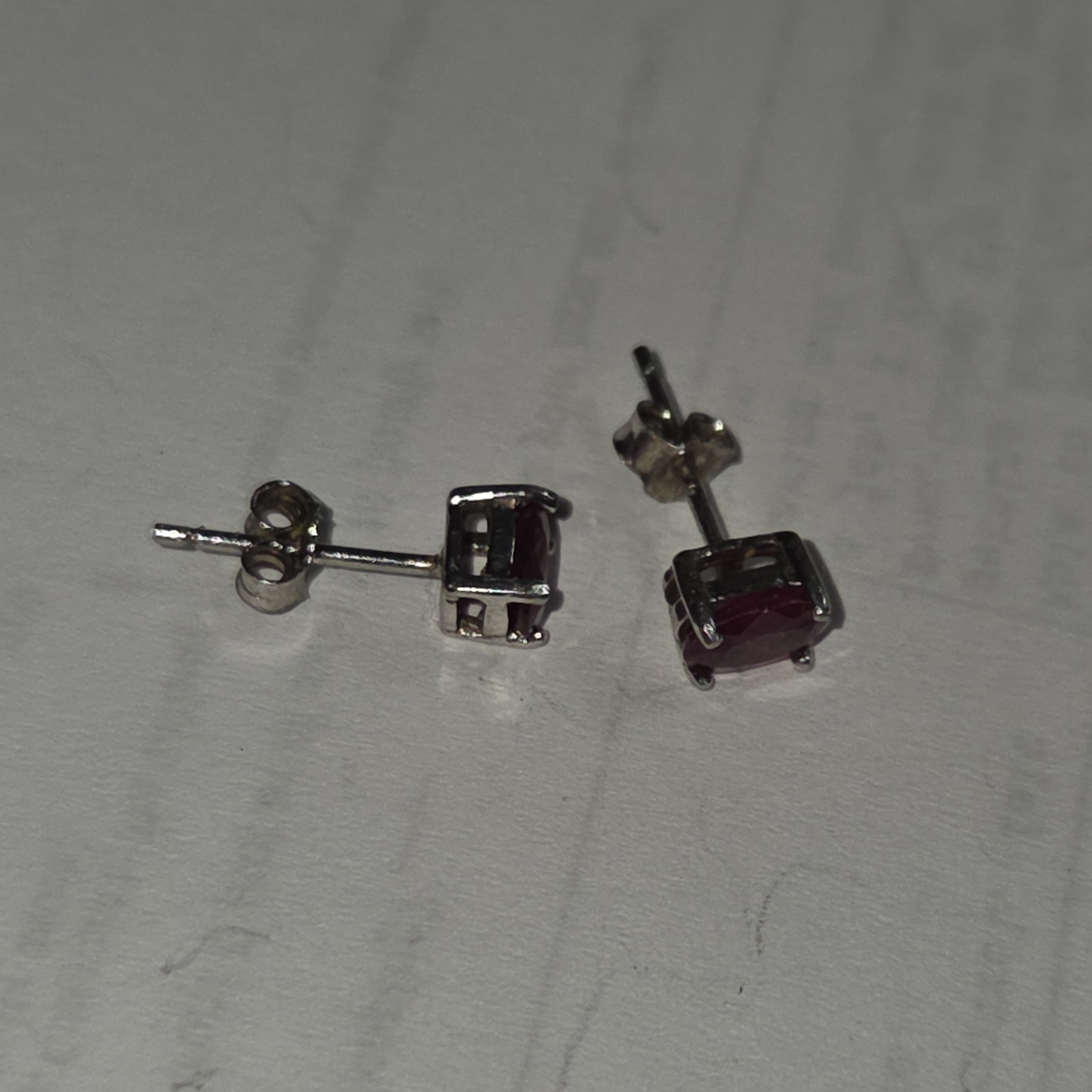 Ruby Oval Stud Earrings 925 Sterling Silver Prong… - image 3