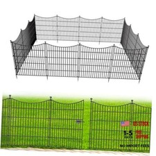 15 Panels Decorative Garden Fence 15 Panels-32 in H X 35.4 ft L with Gate