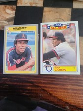 1985 Fleer #297 & 1984 Topps All Star 13/22 Rod Carew MLB Angels Commemorative