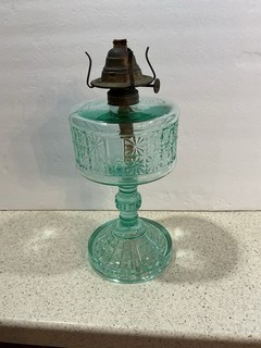 Vintage Antique Uranium Glass Oil Lamp