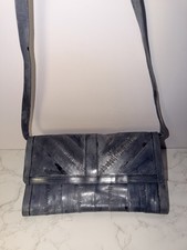 VTG Eel Skin Purse Steel Blue Convertible Clutch 10" Shoulder Bag Purse 70s 80s