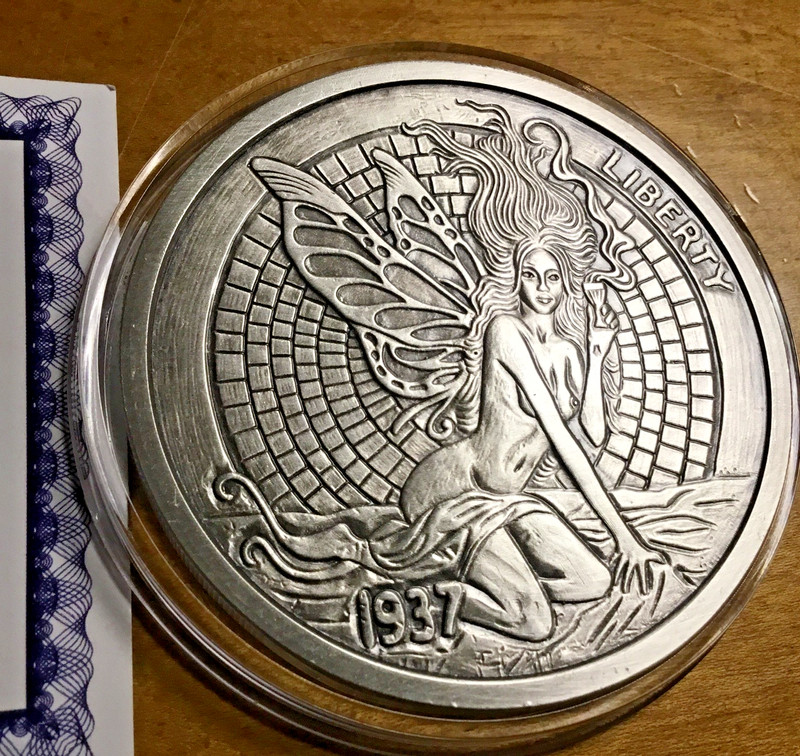 2016 GREEN FAIRY FISHBONE - Hobo Nickel 5oz. ANTIQUED SILVER PROOF #302 Mr. THE