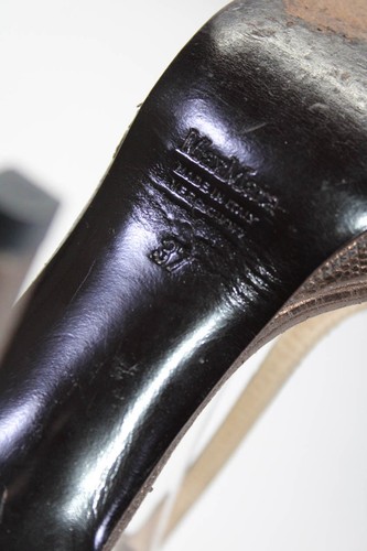 Max Mara Womens Leather Reptile Print T-Strap High Heels Brown Size 7US 27EU - Picture 5 of 5