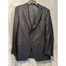 Ermenegildo Zegna Trofeo Silk Wool 54L Blazer Swiss Made Navy Herringbone Jacket