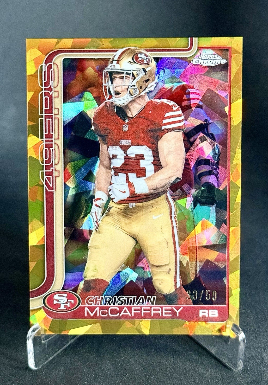 2025 Topps Chrome Sapphire Christian McCaffrey #263 Gold Refractor /50 49ers