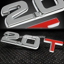METAL TRUNK BUMPER EMBLEM DECAL FENDER GRILL LOGO TRIM BADGE CHROME 2.0T 2.0 CAR