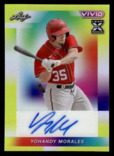 2023 Leaf Vivid #BA-YM1 Yohandy Morales Base Auto Crystal Yellow #/10