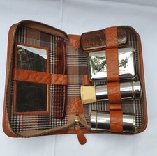 Reise-Necessaire, Rasierset, Kulturtasche Herren Vintage 50er/60er Jahre Leder