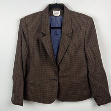Vintage wool blend houndstooth women  s jacket blazer size 10