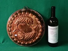 VECCHIA GRANDE FORMA RAME BUDINO BUDINIERA FORMELLA Ø 29 CM DOLCI STAMPO. DB31