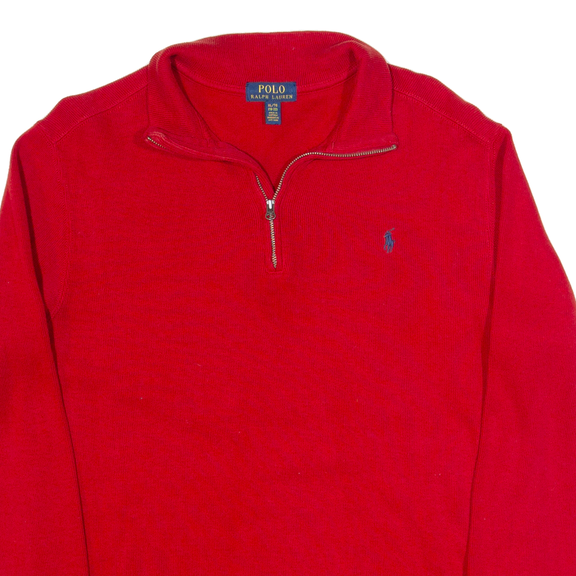 POLO RALPH LAUREN Boys Jumper Red 1/4 Zip Tight Knit XL - Picture 2 of 6