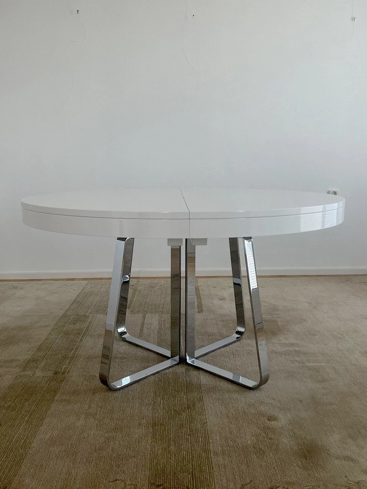 Ava Tisch rund, Hochglanzlackweiss 