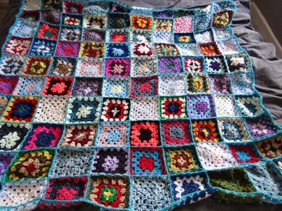  Handgefertigte gehäkelte 3D GRANNY SQUARE Decke Überwurf, Sofa, Camper ca. 42'' x 42''