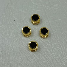 Gold Tone Tuxedo Shirt Stud Set of 4 Black Inlay Formal Wedding Mens Jewelry
