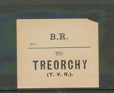 BARRY RAILWAY (BR) Luggage Label To TREORCHY (T.V.R.) #103