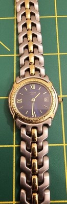 Pulsar Quartz Two Tone Stainless Steel Watch Blue Dial Date  display picture 3