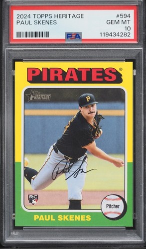 PAUL SKENES ROOKIE CARD - 2024 TOPPS HERITAGE BASEBALL - PSA 10 GEM MINT