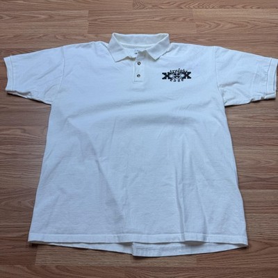VTG Anvil Polo Shirt Mens XL White Straight Edge Logo 100% Cotton Hardcore