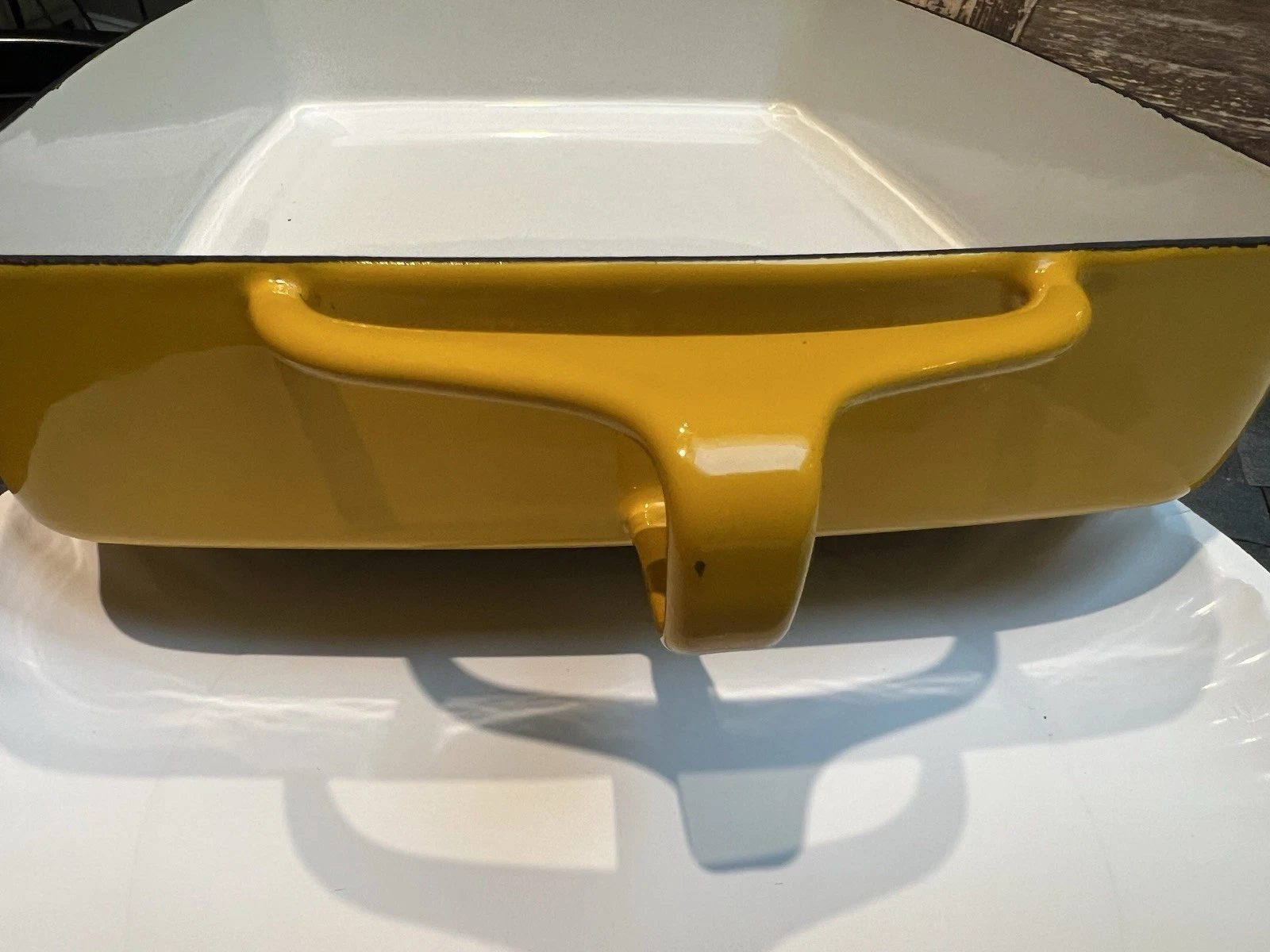 Vintage MCM Dansk Kobenstyle France Yellow Enamelware Baking Pan 11 inch - NOS?