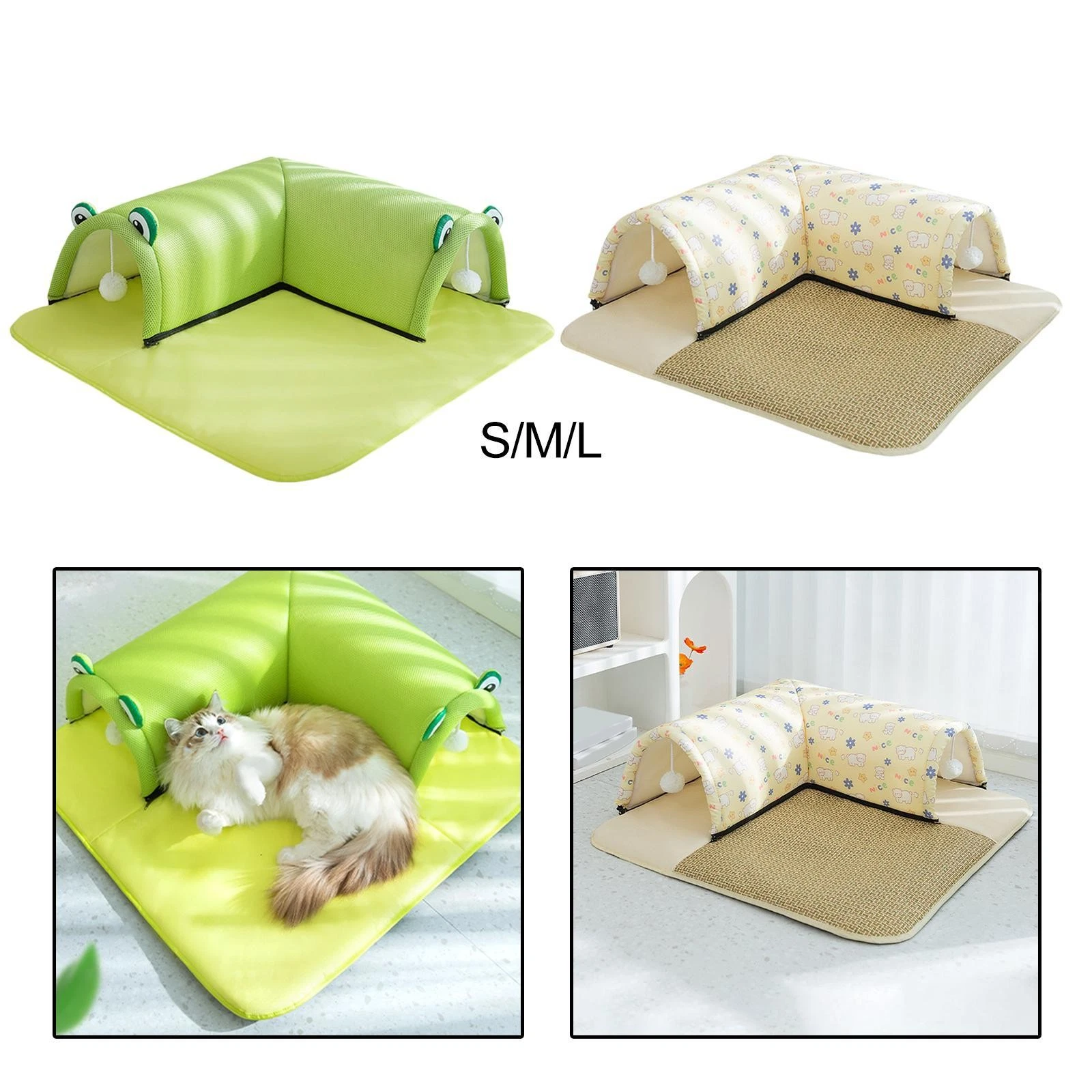 Pet Cat Tunnel Bed Durable with Interction Ball for Bunny Indoor Cats Rabbit