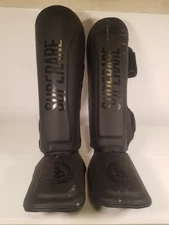 SUPERARE Shin Pads - Muay Thai - Black - Size Small - Martial Arts