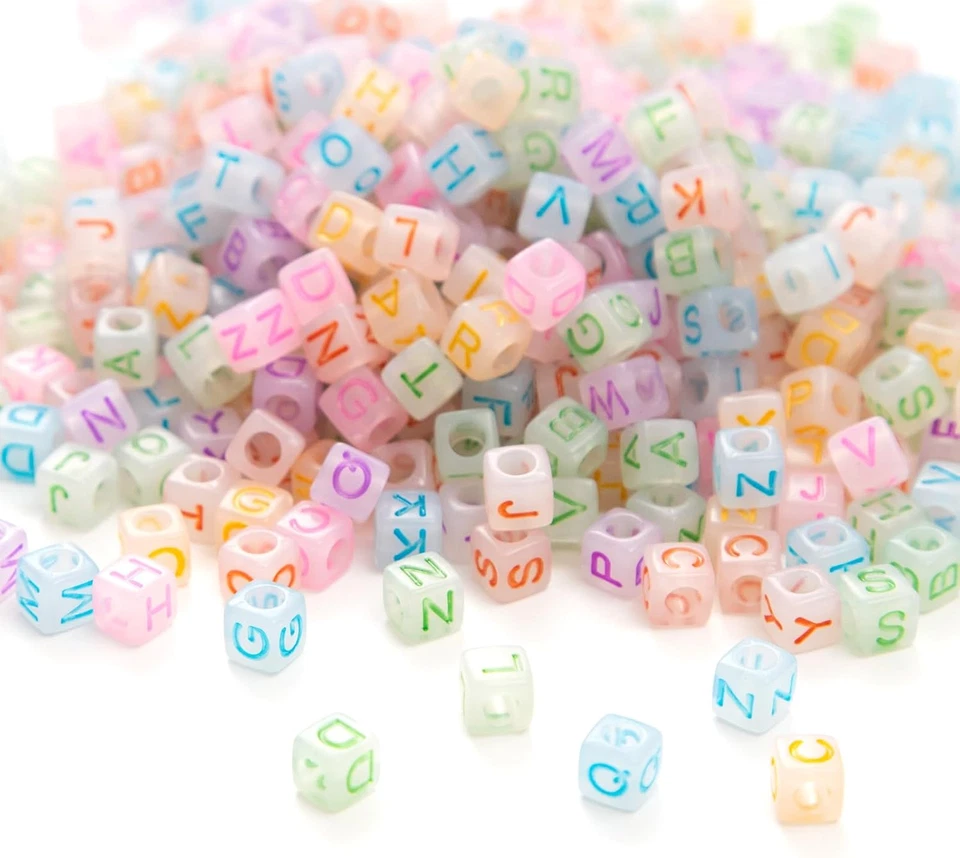 900pcs Glow Letter Beads 6x6mm Glow in The Dark UV Luminous Alphabet Beads for D - Image 2 of 4