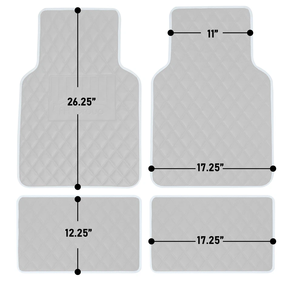 FH Group Universal Fit Deluxe Faux Leather Car Floor Mats with Colorful Trim - Image 2 of 2